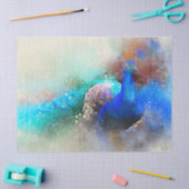 孔雀の鳥の水の色の壁アートデコップページ 薄葉紙 (クラフト)