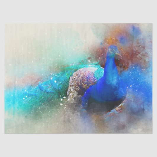 孔雀の鳥の水の色の壁アートデコップページ 薄葉紙 (正面)