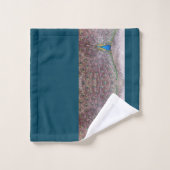 孔雀の鳥の野性生物の羽のティール(緑がかった色)のBathタオルセット バスタオルセット (ウォッシュタオル)