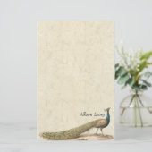 孔雀の鳥の野性生物動物の文房具 便箋 (スタンド正面)