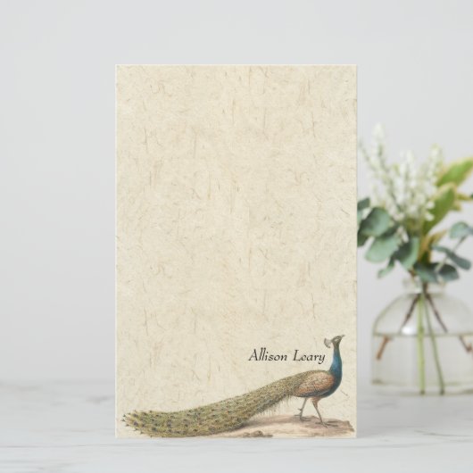 孔雀の鳥の野性生物動物の文房具 便箋 (スタンド正面)