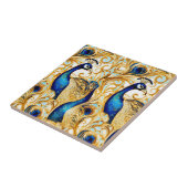 孔雀の鳥の金ゴールド青い白い芸術壁画の壁 タイル (側面)