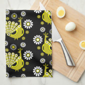 孔雀の鳥グラフィックアート キッチンタオル (四つ折り)