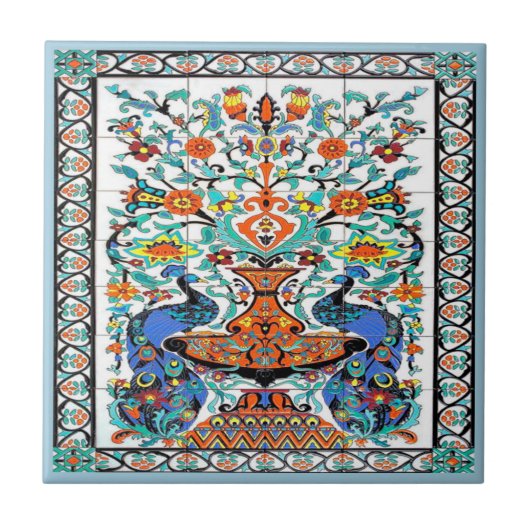 孔雀の鳥瓦 タイル (正面)