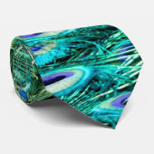 孔雀の鳥羽のティール(緑がかった色)のターコイズのVintaメンズタイ ネクタイ (ロール)