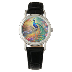 孔雀の鳥100花 腕時計