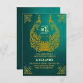 孔雀の20年代のアールデコの第50誕生日の招待状 招待状 (正面/裏面)