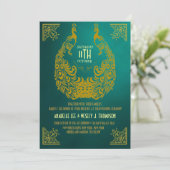孔雀の20年代のアールデコの結婚式招待状 招待状 (スタンド正面)
