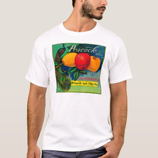 孔雀のAppleの木枠LabelWatsonville、カリフォルニア Tシャツ (正面)