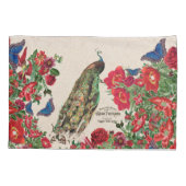 孔雀のMorphoの蝶ばら色の花の枕カバー 枕カバー (裏面)