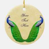 孔雀はカスタマイズ可能な結婚式のオーナメントに羽をつけます セラミックオーナメント (裏面)