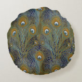 孔雀はクッションに羽をつけます ラウンドクッション (裏面)