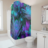 孔雀はジュリーEverhartによってシャワー・カーテンに羽をつけます シャワーカーテン (インサイチュ)