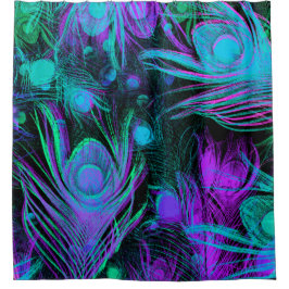 孔雀はジュリーEverhartによってシャワー・カーテンに羽をつけます シャワーカーテン