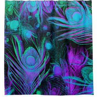 孔雀はジュリーEverhartによってシャワー・カーテンに羽をつけます シャワーカーテン