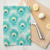 孔雀はパターンに羽をつけます キッチンタオル (四つ折り)