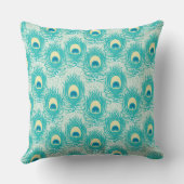 孔雀はパターンに羽をつけます クッション (裏面)