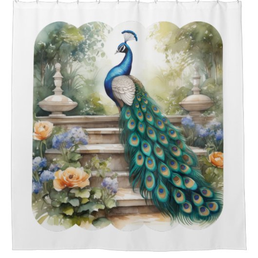孔雀はプライドと自尊心の象徴である シャワーカーテン (正面)