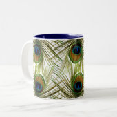 孔雀はマグに羽をつけます ツートーンマグカップ (正面左)