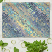 孔雀はレトロの抽象芸術に羽をつけます キッチンタオル (折り畳み)