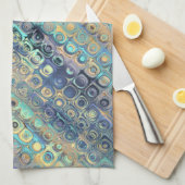 孔雀はレトロの抽象芸術に羽をつけます キッチンタオル (四つ折り)