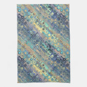 孔雀はレトロの抽象芸術に羽をつけます キッチンタオル (縦)