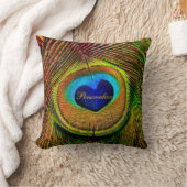 孔雀は名前の愛の目に羽をつけます クッション (ブランケット)