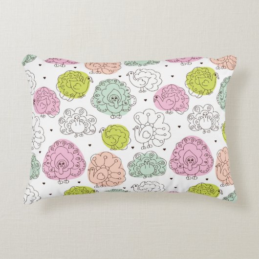 孔雀は壁紙のヴィンテージをからかいます アクセントクッション (正面)