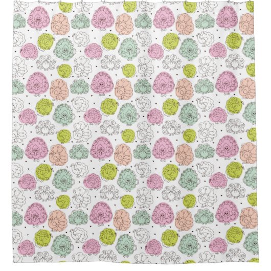 孔雀は壁紙のヴィンテージをからかいます シャワーカーテン (正面)