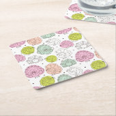 孔雀は壁紙のヴィンテージをからかいます スクエアペーパーコースター (アングル)