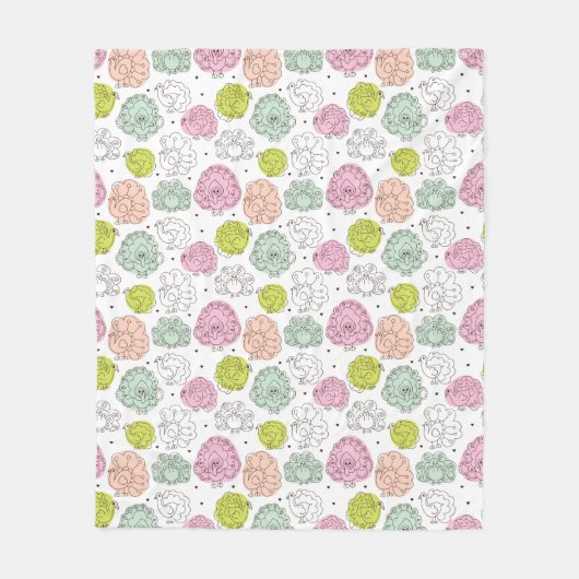 孔雀は壁紙のヴィンテージをからかいます フリースブランケット (正面)