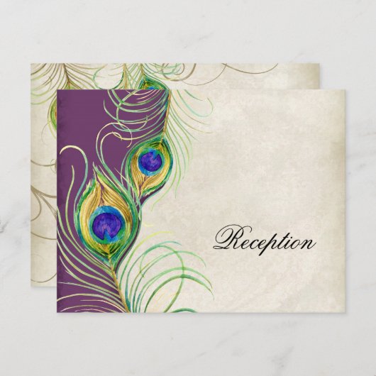 孔雀は披露宴の招待状カードに羽をつけます エンクロージャーカード (正面/裏面)