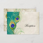 孔雀は披露宴の招待状カードに羽をつけます 招待状 (正面/裏面)