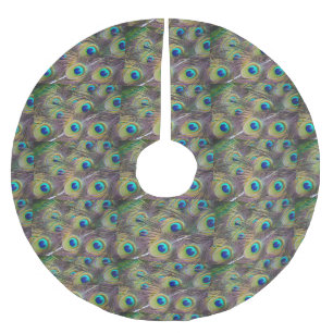 孔雀は木のスカートに羽をつけます ブラッシュドポリエステルツリースカート