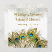 孔雀は結婚式に羽をつけます 招待状 (正面/裏面)
