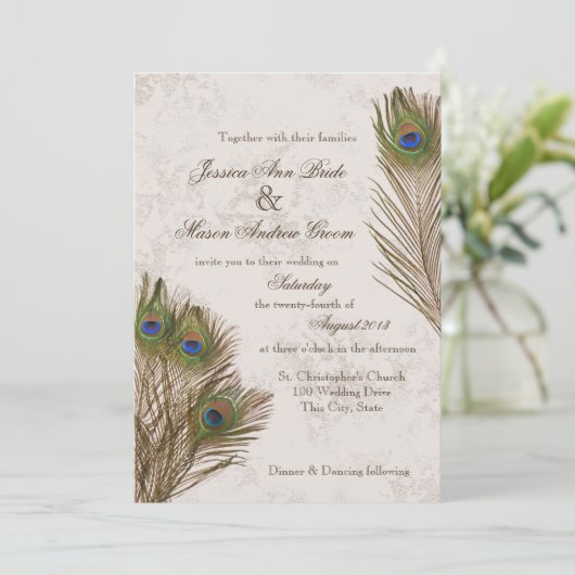 孔雀は結婚式に羽をつけます 招待状 (スタンド正面)