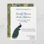 孔雀は結婚式招待状に羽毛をつけます 招待状 (正面/裏面)