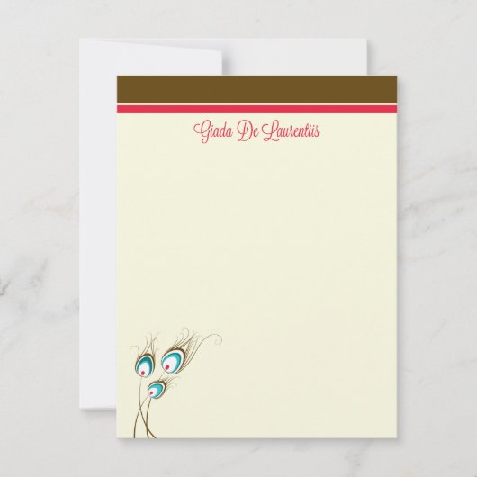 孔雀は羽をつけます平たい箱(Giada De Laurentiis)に ノートカード (正面)