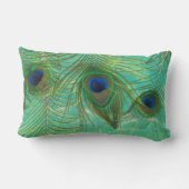 孔雀は装飾用クッションに羽をつけます ランバークッション (裏面)
