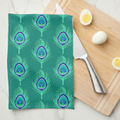 孔雀は、ターコイズ/孔雀の水羽をつけます キッチンタオル (四つ折り)