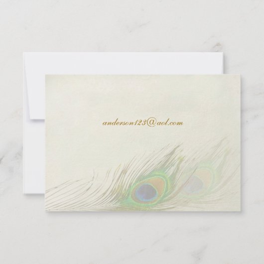 孔雀はRSVPの招待状に羽をつけます 出欠カード (裏面)