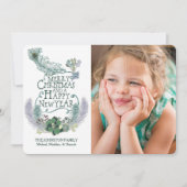 孔雀はSucculentsの休日の写真カードに羽をつけます シーズンカード (正面)