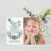 孔雀はSucculentsの休日の写真カードに羽をつけます シーズンカード (スタンド正面)