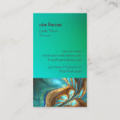 孔雀をイメージしたキレイな青と緑の 名刺 (裏面)