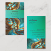 孔雀をイメージしたキレイな青と緑の 名刺 (正面/裏面)