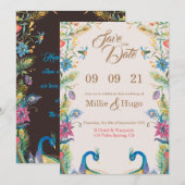 孔雀をテーマにした結婚式の招待状 招待状 (正面/裏面)