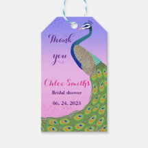 孔雀をモチーフにしたピンクとブルーの色のウェディングシャワーパーティー