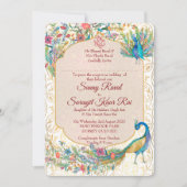 孔雀アラビア模様のインディアン結婚は、新郎のための 招待状 (正面)