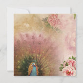 孔雀アーチ赤面ピンク牡丹の花ありがとう サンキューカード (裏面)