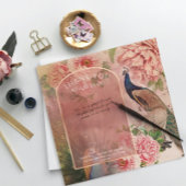 孔雀アーチ赤面ピンク牡丹の花ありがとう サンキューカード